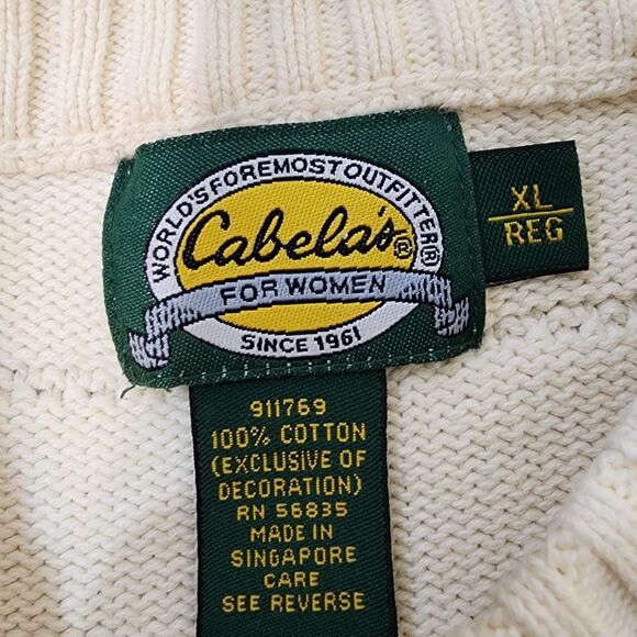Cabelas Sweater Womens XL Chunky Knit Embroidered With Birds Vintage 90's - Picture 3 of 12